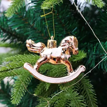 Украшение для Рождественской елки, Детские подарки, Пластиковая подвеска в виде лошадки, Лошадка-качалка, Маленькая деревянная лошадка, Рождественские украшения