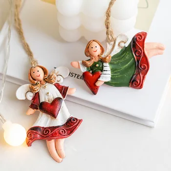 Подвесные подвески на Рождественскую елку из смолы, кукла-ангел из мультфильма Санта-Клаус, подвесные украшения, рождественский декор