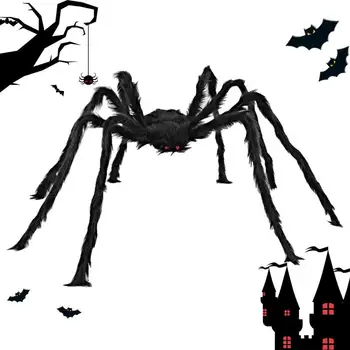 Хэллоуин Паук Наружные украшения Гигантский страшный паук реквизит Хэллоуин Волосатый паук Набор Гигантский паук на открытом воздухе Хэллоуин