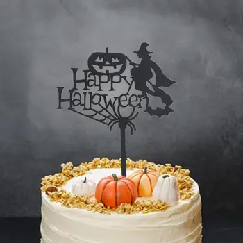 Топпер для торта Happy Halloween Принадлежности для вечеринки в честь Хэллоуина, Топпер для торта Happy Wedding, Акриловое украшение Happy Halloween