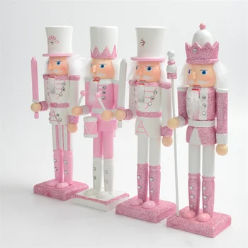 30-сантиметровый Щелкунчик, розовая блестящая кукла-солдат, творческая фигурка ручной работы, деревянная кукла, Рождественские Подарки, украшения, украшения для дома