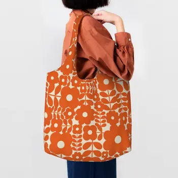 Переработка перекрещивающейся основы Orla Kiely Хозяйственная сумка Женская наплечная холщовая сумка-тоут Моющиеся продуктовые сумки для покупок Сумки Подарки