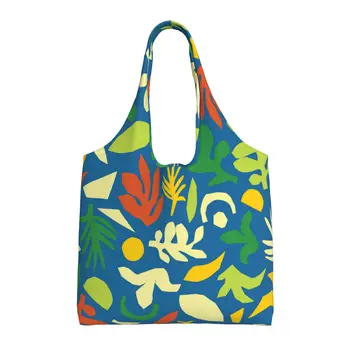 Абстрактные летние листья, бесшовная женская сумка-тоут, многоразовая сумка для работы, путешествий, бизнеса, пляжа, покупок, школы
