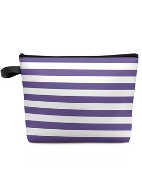 В полоску Фиолетово-белая косметичка для путешествий Женские косметические сумки Туалетный органайзер Детский пенал для хранения