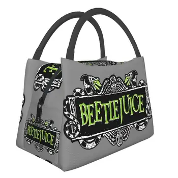 Изолированная сумка для ланча из фильма ужасов Тима Бертона для работы в офисе Beetlejuice с термоохладителем Bento Box Для женщин