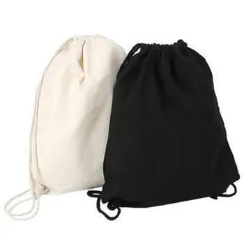Холщовая сумка плечи шнурок пачка карманов пользовательские покупки студенческий рюкзак сумка хлопчатобумажный Мешок для спортзала Дорожная сумка для хранения