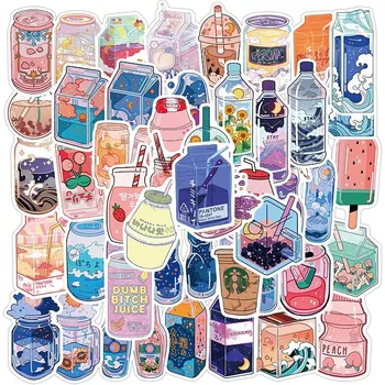 Модный набор наклеек для бутылок с напитками из мультфильмов, 50шт красочных водонепроницаемых милых наклеек, милых и красивых наклеек с каракулями