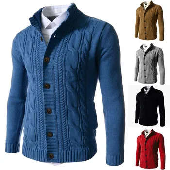 2023 Мужской новый шерстяной кардиган Осень-зима, теплая куртка, вязаная на пуговицах, модная повседневная одежда, большие размеры M-4XL/ свитер для мужчин