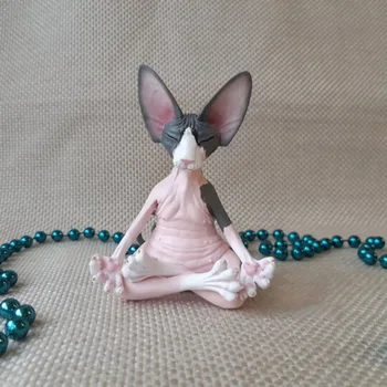Статуя Йога Счастливый декор на открытом воздухе Скульптура Статуэтка Искусство медитации Причудливый кот Сад Будды
