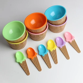 Милый креативный пластиковый Набор ложек для мороженого Для детей, Красочная Десертная Ложка для мороженого, Кухонные принадлежности