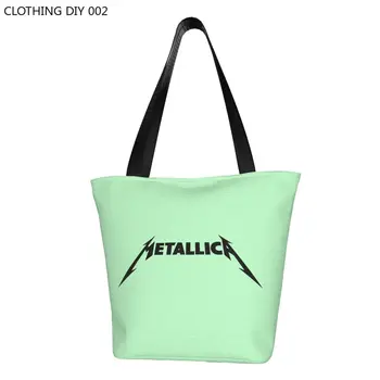 Metallicas Музыка хэви-метал, Сумки для покупок, женская забавная холщовая сумка для покупок через плечо, сумка большой емкости