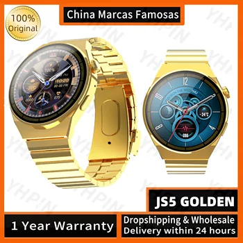 Оригинальные Золотые Часы 2023 года JS5 С ПОЗОЛОЧЕННЫМ Многофункциональным NFC-Голосовым Помощником, Прикроватные Часы с Цветным экраном HD 1,52 дюйма, Смарт-часы