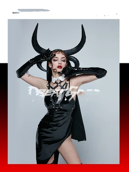 Хэллоуин монахиня гого сексуальная лакированная кожаная юбка с разрезом барный костюм