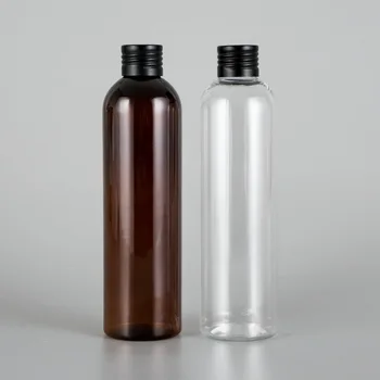 20шт 250 мл Пустая коричневая бутылка с алюминиевой завинчивающейся крышкой, 250 мл Пластиковый контейнер для тонера, бутылки для масла, жидкое мыло, Косметическая упаковка