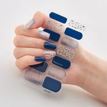 14 советов, модные наклейки для дизайна ногтей с голубыми бриллиантами, коллекция маникюра 
