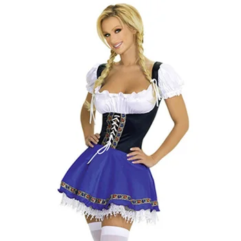 Синее сексуальное женское платье для фестиваля Октоберфест, Баварская немецкая девка, костюм официантки, обслуживающей горничную, S-3XL, Маскарадный костюм Пивной девушки