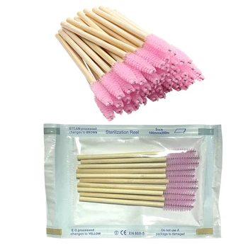 ЭКОЛОГИЧЕСКИ Чистые бамбуковые палочки/шпульки для туши для ресниц в стерильной упаковке EO- 50 шт