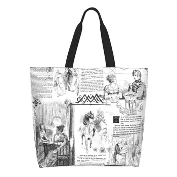 Страницы гордости и предубеждения, сумка-тоут для покупок, женская холщовая сумка-шоппер Джейн Остин на заказ, сумки большой емкости