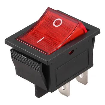 Подсвеченный красным светом 4-контактный переключатель включения / выключения DPST 16A 20A 250 В переменного тока