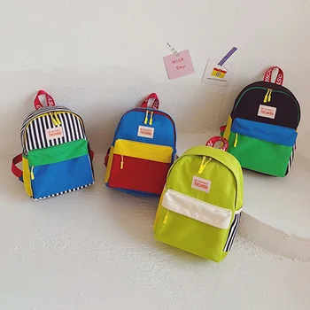 Корейские детские рюкзаки Легкий Портативный школьный рюкзак для детского сада на молнии, цветной Детский холщовый рюкзак в стиле пэчворк для девочек и мальчиков, сумки