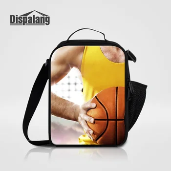 Мужская изолированная коробка для ланча с баскетбольным принтом, сумки для ланча для мальчиков, мужской пользовательский логотип, сумка для пикника, ужина, сумка для школы