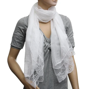 2 женских шарфа, шифоновый кружевной шарф, белый шарф-накидка