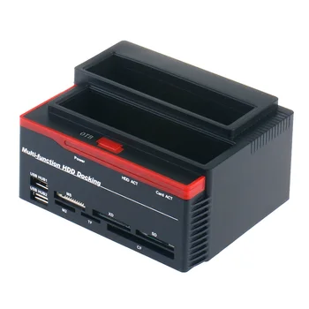 Док-станция для жесткого диска с USB 2.0 на SATA Внешний жесткий диск с 2-портовым концентратором с функцией автономного клонирования для 2,5-дюймовых и 3,5-дюймовых жестких дисков SSD