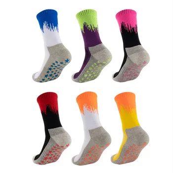 Модные Дизайнерские спортивные носки для футбола, баскетбола, мужские нескользящие носки с силиконовым низом в виде звезды контрастного цвета