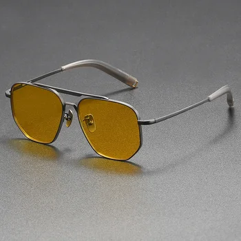 Солнцезащитные очки для близорукости с двухлучевым поляризатором из чистого титана, мужские солнцезащитные очки для вождения, женские солнцезащитные очки с защитой от радиации, анти-синее обесцвечивание