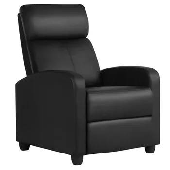 Дизайнерское кресло-качалка из искусственной кожи с откидной спинкой и подставкой для ног, черное