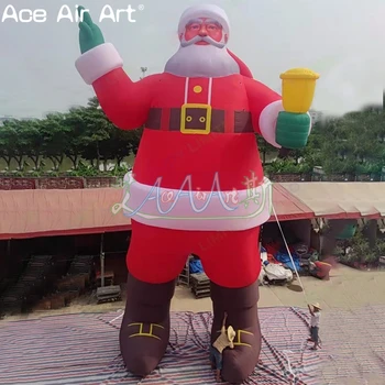 Надувная модель Санта-Клауса в гигантском красном костюме 12 м/ч для рождественского украшения или рекламы на торговых площадях
