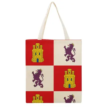 Холщовая сумка с флагом Кастилии и Леона, двойная креативная холщовая сумка, рулон одеяла для шуток, высококачественные сумки