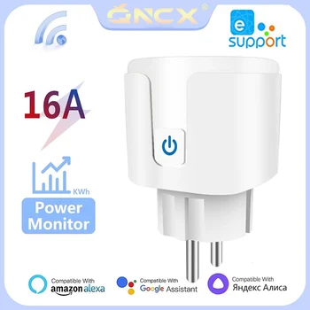 QNCX WiFi Smart Plug 16A / 20A EU Умная розетка с функцией контроля мощности и синхронизации Ewelink APP Голосовое управление через Alexa Google