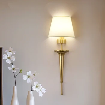 современный настенный светильник в американском стиле, полностью медные настенные светильники для гостиной, спальни, скандинавского декора, светильников в стиле лофт, домашнего прикроватного настенного светильника