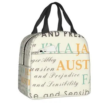 Я Джейн Остин, термоизолированная сумка для ланча, женская сумка с рисунком, Многоразовая сумка для ланча для школы, многофункциональная коробка для еды на открытом воздухе