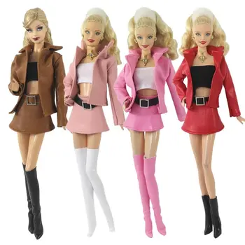 Кукольная модная повседневная одежда Куртка из искусственной кожи, пальто, юбка для кукол 1/6 BJD, женская кукольная одежда ручной работы, джинсы, брюки для куклы 30 см