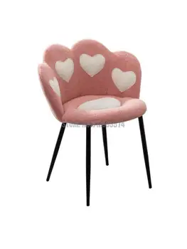 Легкое роскошное обеденное кресло с сеткой, красное кресло для макияжа, розовый туалетный табурет, простая креативная спинка принцессы-феи, стол для маникюрного салона