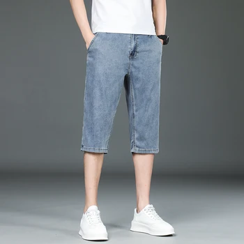 Летние джинсовые шорты из ткани лиоцелл, мужские Классические Мягкие и удобные Модные повседневные прямые тонкие короткие джинсы, мужская брендовая одежда
