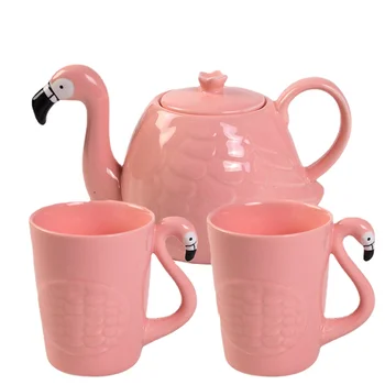 Керамический чайный сервиз, цветочный чайник, чайная чашка, кофейник с фламинго, Кружка, чайник Пуэр, декоративный фарфоровый чайный сервиз, свадебный подарок