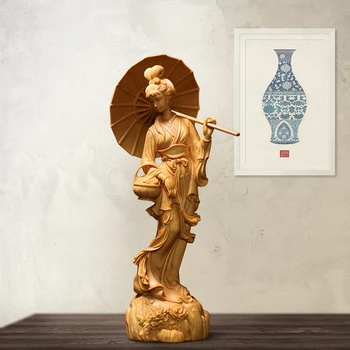 Китайская Классическая Скульптура красоты Чонсам, Статуя ручной работы, Настенный Декор для дома, Аксессуары для счастливых украшений