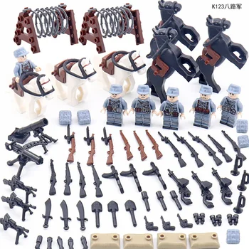 Военный строительный блок набор восьмиступенчатых солдат боевой конь оружейные аксессуары конструктор для сборки детских игрушек из мелких частиц