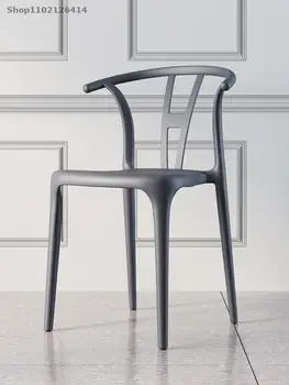 Пластиковый стул с утолщением для дома, современный минималистичный стол, роговая спинка табурета, уличный свадебный пластиковый стул, скандинавский обеденный стул