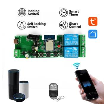 Tuya Smart Remote Control Wifi 12V smart Switch Receiver 10A Wifi Релейный Автоматический Выключатель, 2ch 12v 24v реальный модуль