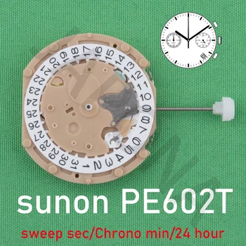 PE602T китай sunon PE60 Кварцевые часы с секундным хронографом 3/9, маленькие стрелки, sunon PE60 дешевая замена