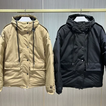 2024 Осенне-зимняя мужская и женская повседневная куртка Y2K с капюшоном, большой карман, уличное однотонное теплое пальто для движения