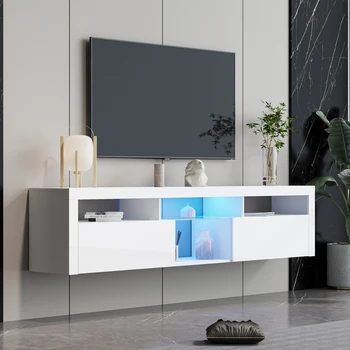 Белый современный простой шкаф для телевизора, 2 шкафа для хранения с открытыми полками для гостиной, спальни