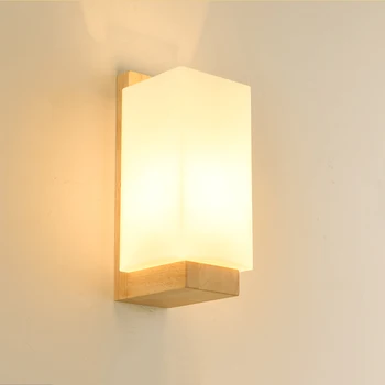Настенный светильник из массива дерева со светодиодной подсветкой в японском стиле, современная минималистичная прикроватная лампа для спальни, креативная гостиная в скандинавском стиле, лестница, освещение для прохода