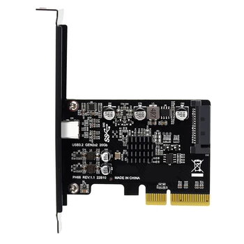 Дополнительная карта расширения 20 Гбит/с USB PCIE-карта Type C PCI-Express в USB 3.2 Gen 2 для настольных компьютеров