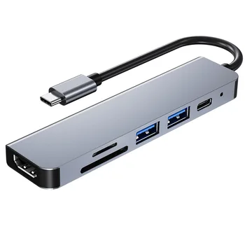 Многофункциональный конвертер Type-C Hub Type-C 6 в 1 с портами HD USB2.0 USB3.0 PD, слотами для карт TF SD, USB-концентратором Plug and Play