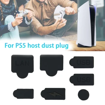 1-5 шт. /компл. Набор черных силиконовых пылезащитных заглушек с интерфейсом USB HDM, защита от пыли, Пылезащитная заглушка для аксессуаров игровой консоли PS5